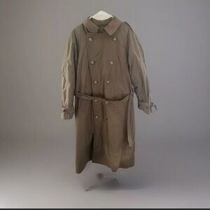 London Fog Men's Trench Coat 38 Reg Green Button Belt Vintage Lined